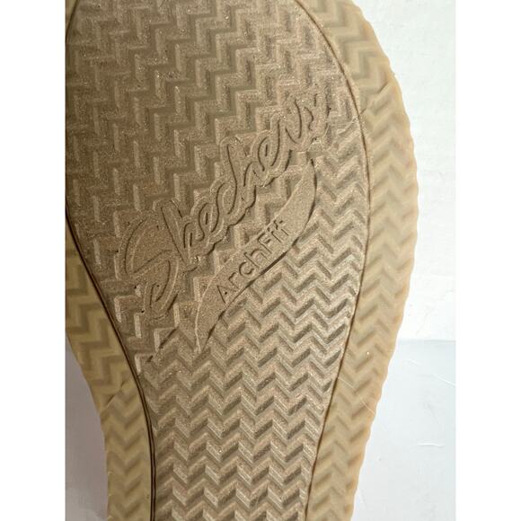 Skechers Beverley Arch Fit Sparkly Gold/Tan Wedge Slip On Strappy Sandals 7 - Picture 11 of 11